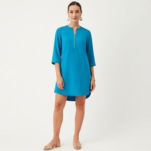 CCO NWT TRINA TURK Kaiko 3/4 Sleeve Half-Zip Dress